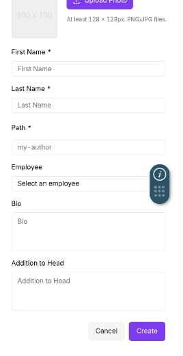 New author form