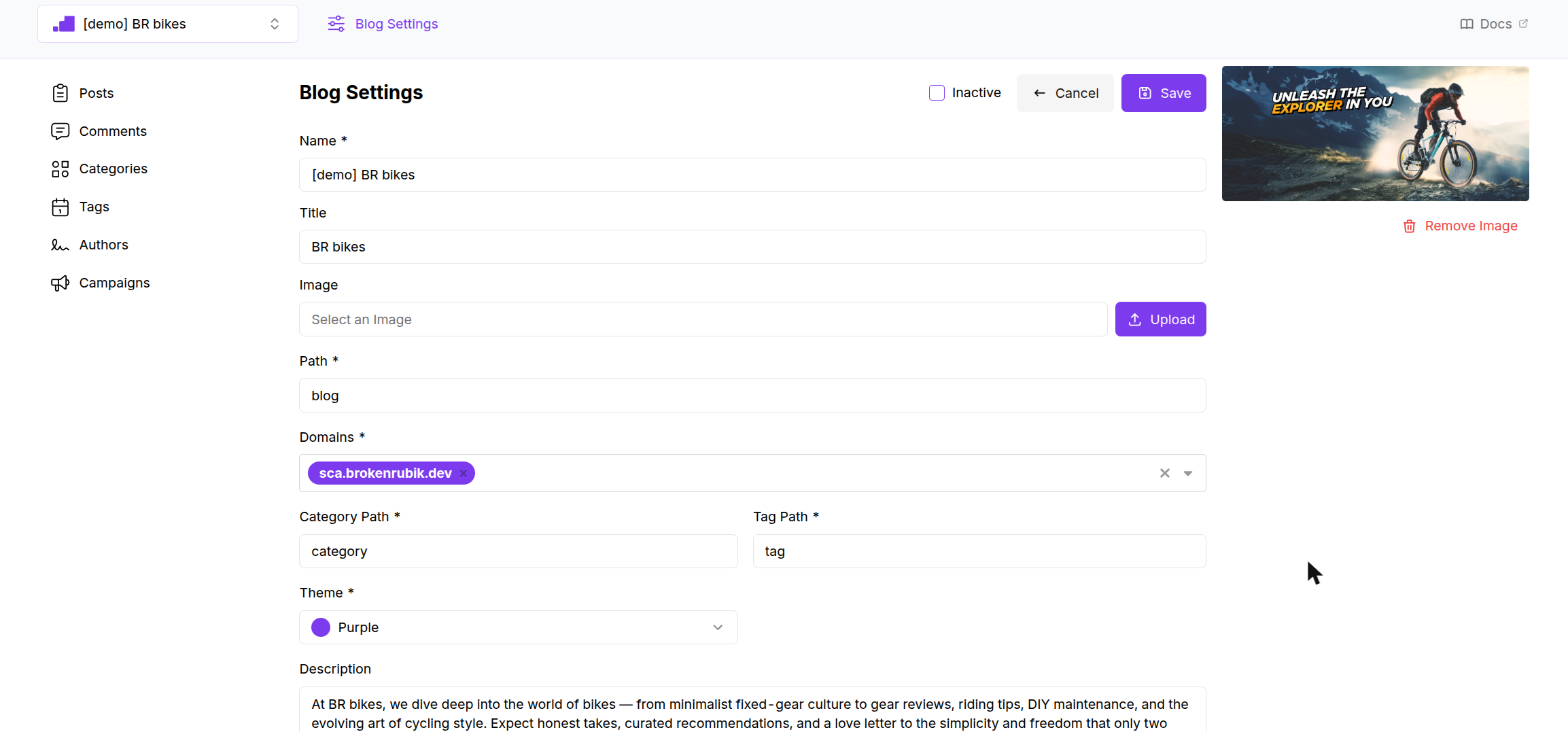 Blog Settings, first half