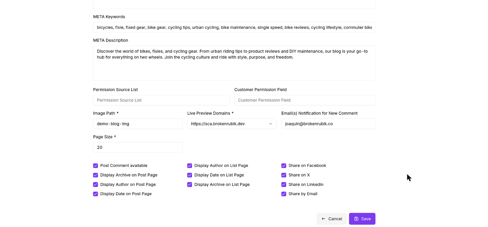 Blog Settings, second half