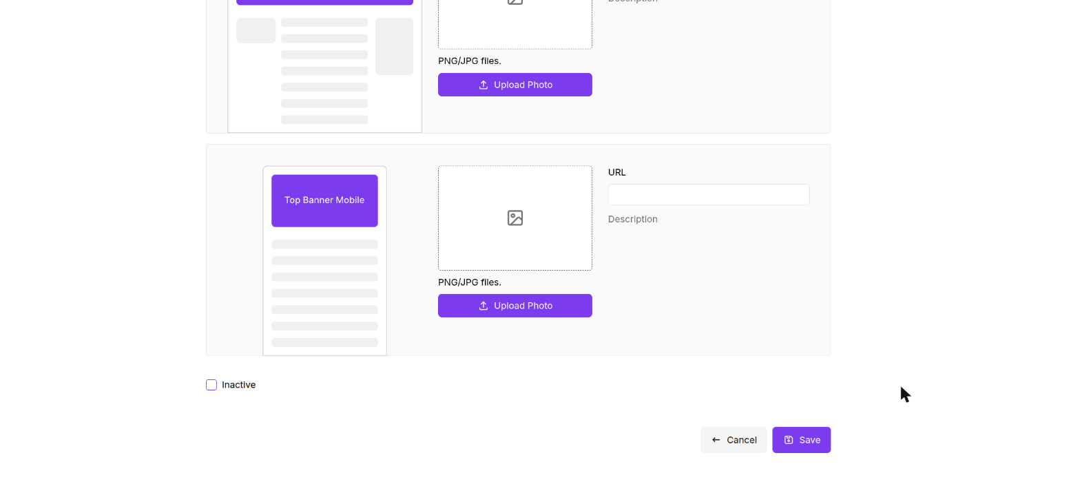 Campaign form, banner slots