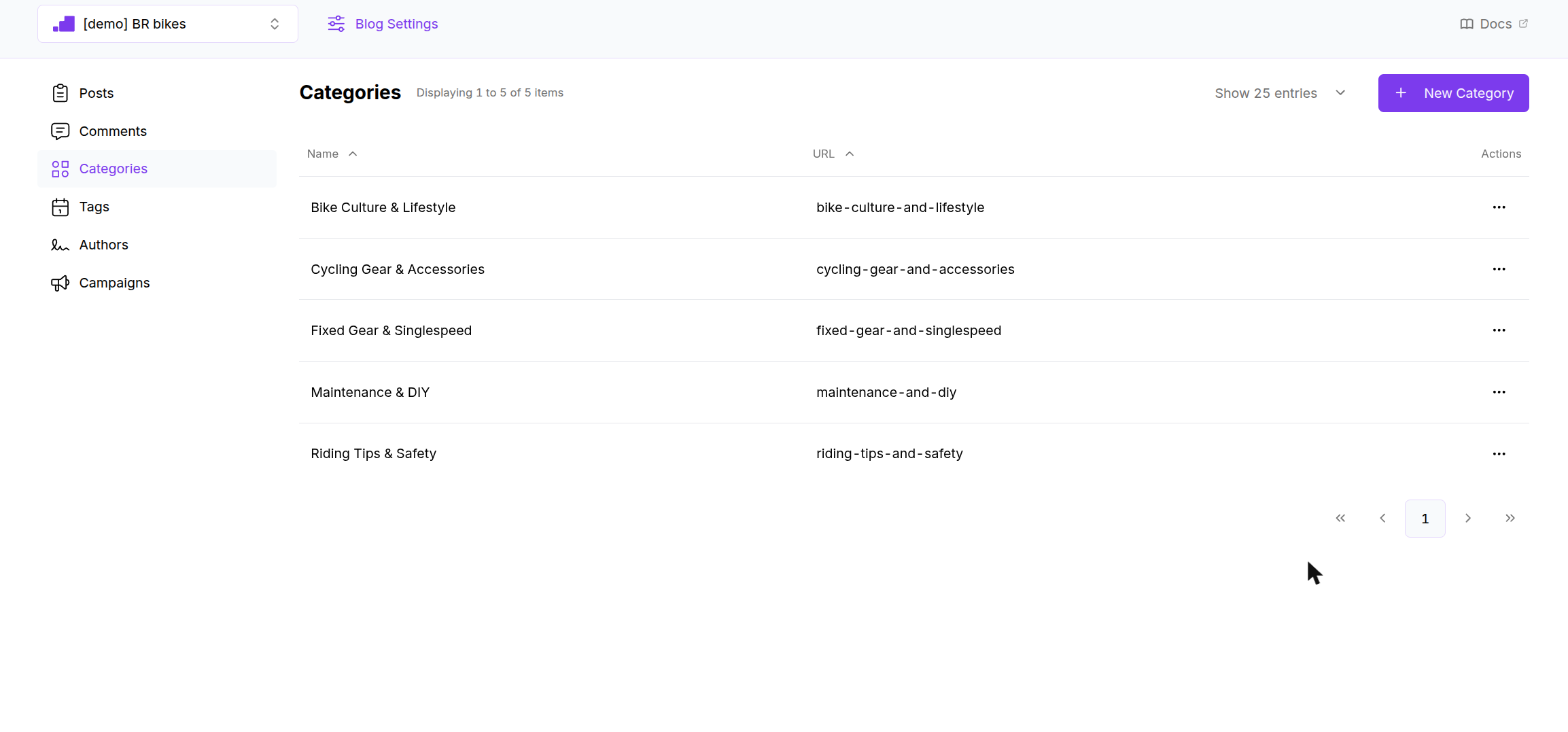 Category list