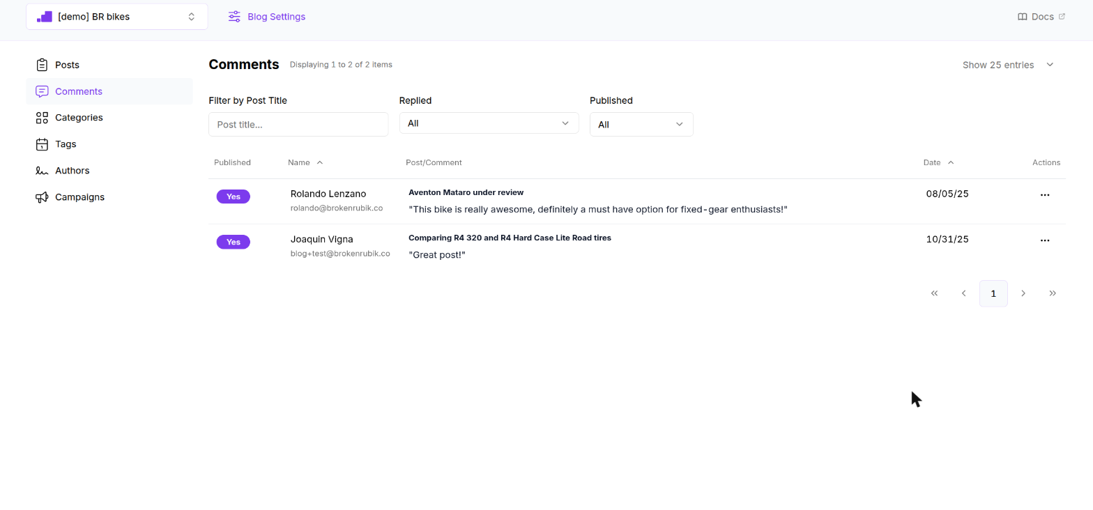 Comment list